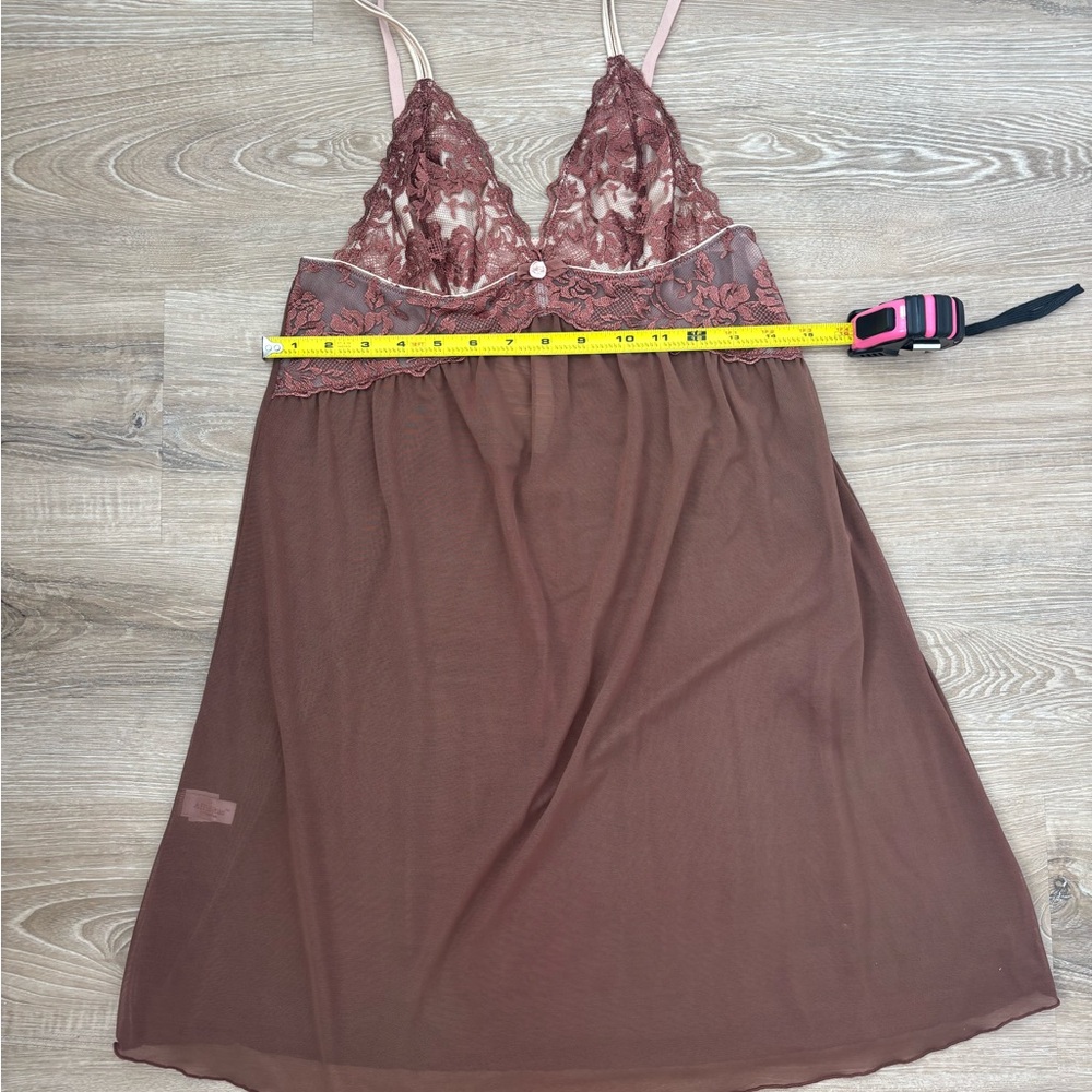 Affinitas Intimates Brown Babydoll Chemise Lace Slip Nightie Dress Vintage - Picture 5 of 9